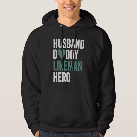 Distressed Lineman Husband Daddy Lineman Hero Hoodie (Voorkant)