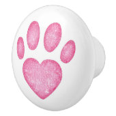 Distressed Pink Heart Pawprint Ceramic Knob Keramische Knop (Rechts)