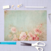 Distressed Pretty Pink Flowers on One Side Tissuepapier (Craft)