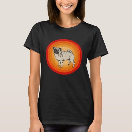 Distressed Pug Dog  Retro Style T-shirt (Voorkant)