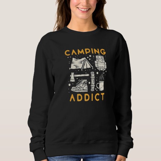 Distressed Quote Camping Addict Retro   Trui (Voorkant)