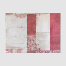 Distressed Red and White Damask Collage Tissuepapier