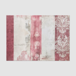 Distressed Red and White Damask Stripes Tissuepapier