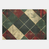 Distressed Red Green Tartan Plaid Inpakpapier Vel (Voorkant 2)
