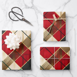 Distressed Red Green Tartan Plaid Inpakpapier Vel