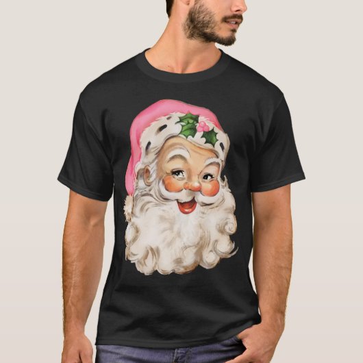 Distressed Roze Kerstman Roze Kerst T-shirt (Voorkant)