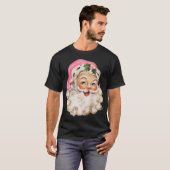 Distressed Roze Kerstman Roze Kerst T-shirt (Voorkant volledig)