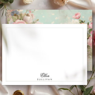 Distressed Rozen op Mint Notitiekaartje
