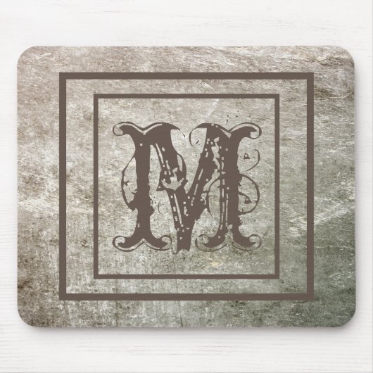 Distressed Rustic Stone gepersonaliseerd monogram Muismat (Voorkant)
