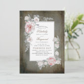Distressed Shabby Bloemenbruiloft Kaart (Staand voorkant)
