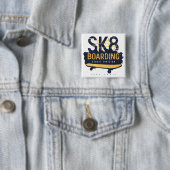 Distressed SK8 Boarding Street Division Vierkante Button 5,1 Cm (In situ)