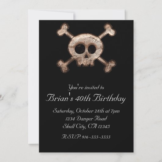 Distressed Skull Botten ANY EVENT Black Invitation Kaart (Voorkant)