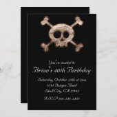 Distressed Skull Botten ANY EVENT Black Invitation Kaart (Voorkant / Achterkant)