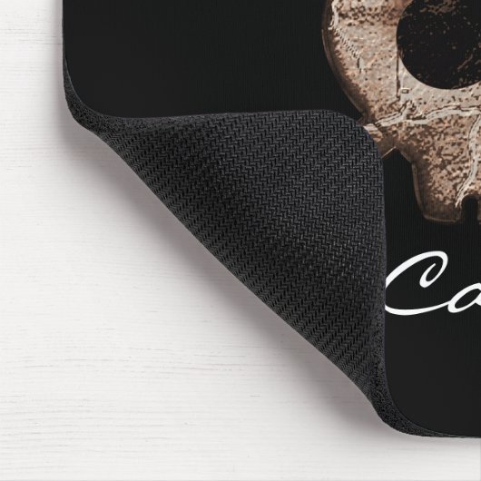Distressed Skull & Botten Black Computer Muismat (Hoek)