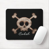 Distressed Skull & Botten Black Computer Muismat (Met muis)