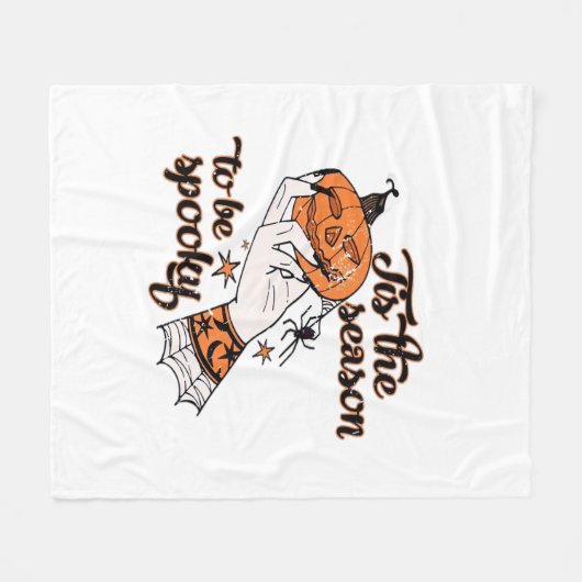 Distressed Spooky Season Fleece Deken (Voorkant (Horizontaal))