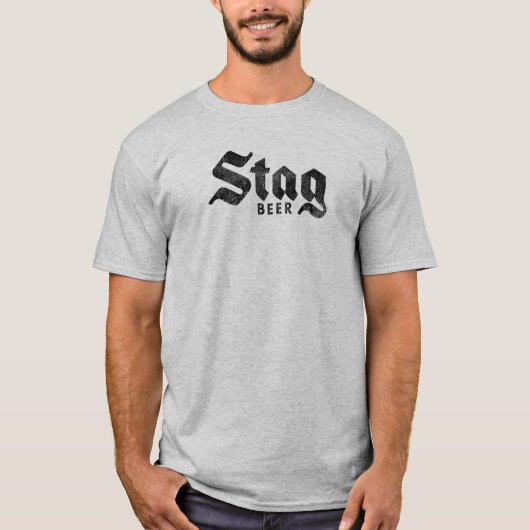 Distressed "Stag Beer" Retro Logo T-Shirt (Devant)