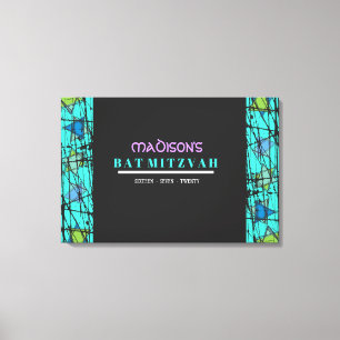 DISTRESSED STARS Bar Bat Mitzvah Sign In Board Canvas Afdruk