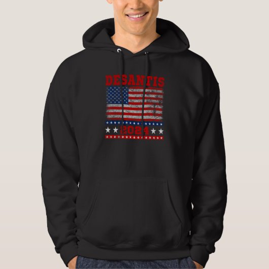 Distressed Style American Flag Desantis 2024 Hoodie (Voorkant)