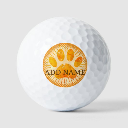 Distressed Sunbeam Dog Paw Waterverf Print Golfballen (Voorkant)