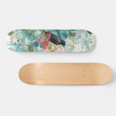 Distressed Teal Florals Raven & Roses Skateboard (Horizontaal)