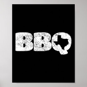 Distressed Texas TX Kaart BBQ Outfit Barbecue Eenv Poster