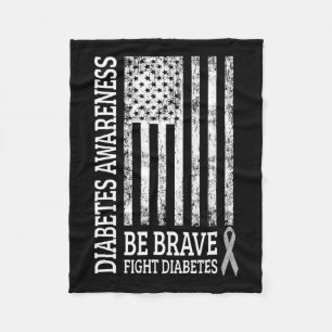 Distressed USA Flag Diabetes Awareness Fleece Deken