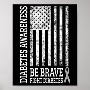 Distressed  USA Flag Diabetes Awareness Poster
