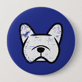 Distressed white French Bulldog Ronde Button 4,0 Cm (Voorkant)