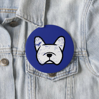 Distressed white French Bulldog Ronde Button 4,0 Cm