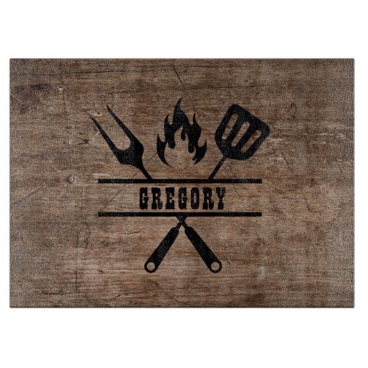 Distressed Wood Grillmaster Utensil  Snijplank (Voorkant)
