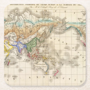 Distributie primitief du genre humain vierkante kartonnen onderzetter