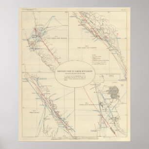 Distributie van grondbewegingen in Californië Poster