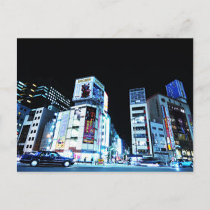 district Ginza in Tokio, Japan 's nachts Briefkaart