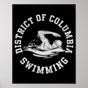 District Of Columbia Zwemmen Retro Gedistingeerd S Poster