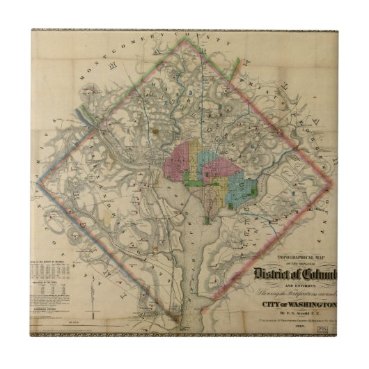 District van Columbia Civil War Era Map Tegeltje (Voorkant)