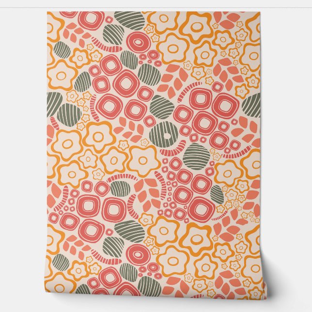 Disty bloemen op een perzik achtergrond behang (Afrollen)