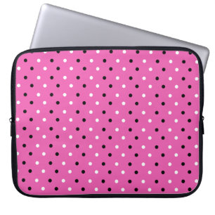Disty Polka Dot Roze Zwart Wit Laptop Sleeve