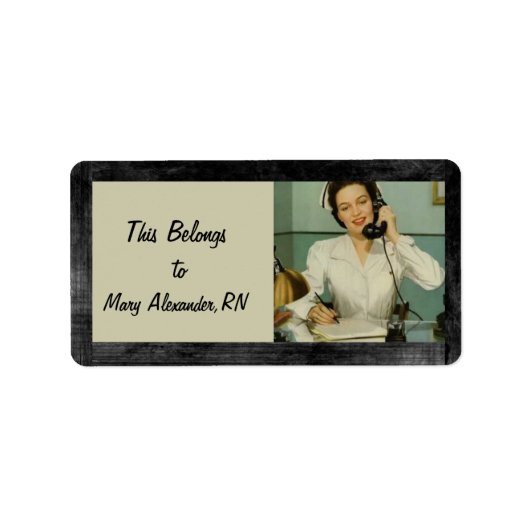 Dit behoort toe aan een Cool Nurse Retro Etiket (Voorkant)