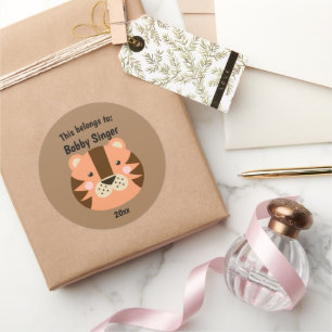 Dit behoort tot Back to School Cute Tiger Brown Ronde Sticker