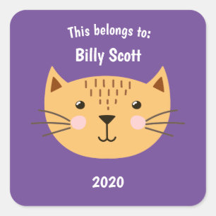 Dit behoort tot Back to School Kitty Face Ppl Vierkante Sticker