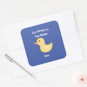 Dit behoort tot Back to School Rubber Duck Blue Vierkante Sticker (Envelop)