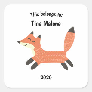 Dit behoort tot Back to School Running Fox White Vierkante Sticker