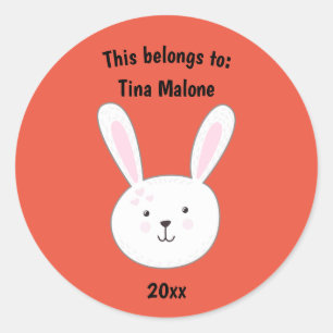 Dit behoort tot de naam Bunny Rabbit Red School Ronde Sticker