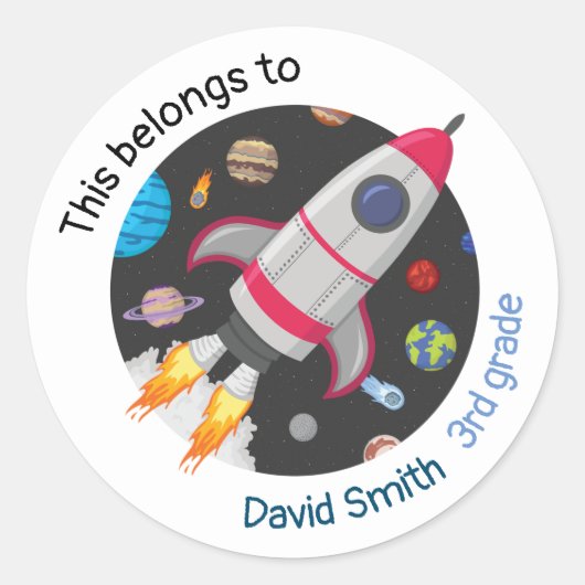 Dit behoort tot de planeten voor raketten en ruimt ronde sticker (Voorkant)