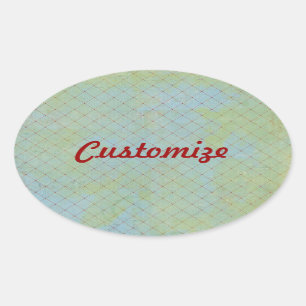 Dit blauwe Antiek diamantnet Ovale Sticker