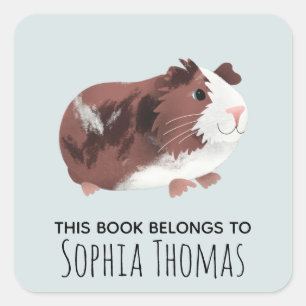 "Dit boek behoort tot de Cute Guinea Pig Kinder Bo Vierkante Sticker
