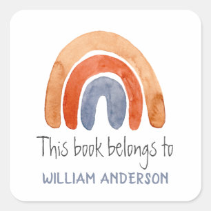 Dit boek behoort tot de gepersonaliseerde regenboo vierkante sticker