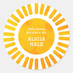 Dit boek behoort tot de Waterverf Sunshine Ronde Sticker