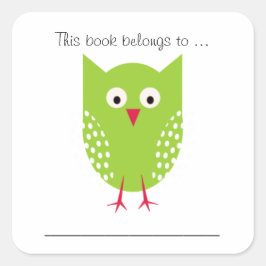 Dit boek behoort tot ... (Green Owl) Vierkante Sticker